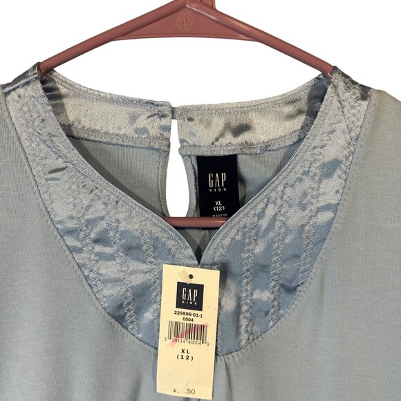 Gap Kids Light Blue V-Neck Top With Satin Trim Girls Size 12 NWT - Picture 2 of 13